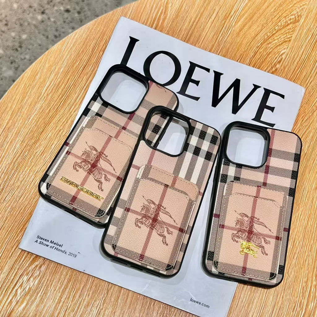 Elegant Vintage Plaid Card Slot Phone Case