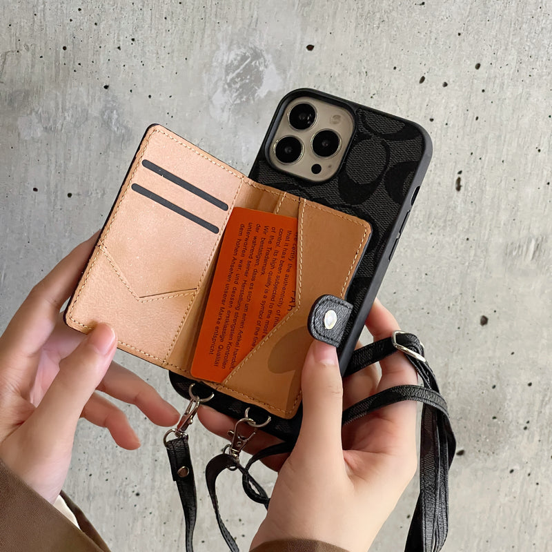 Classic iPhone Case With Wallet And Strap Brown – Shockproof Protective Phone Cover