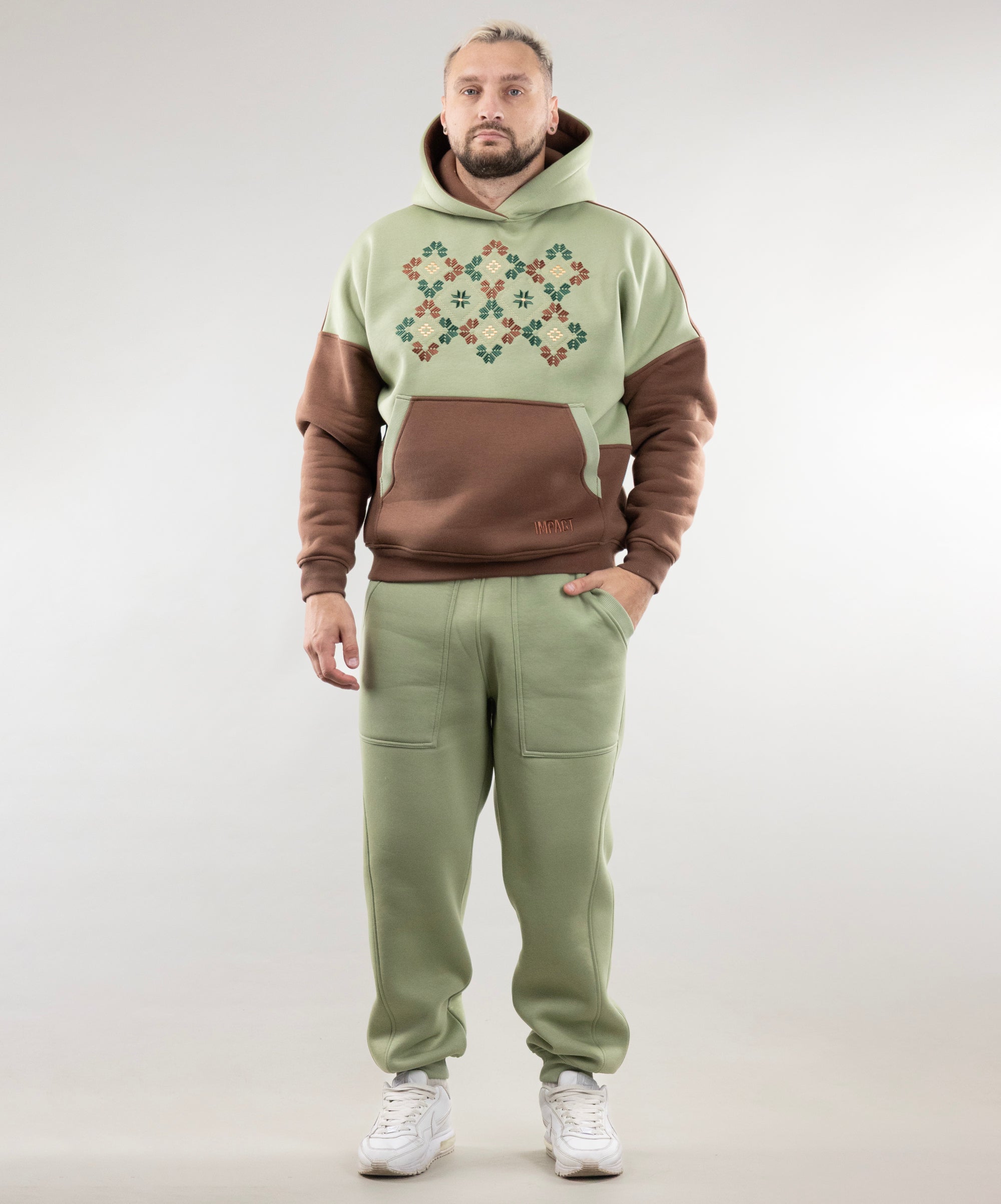 Warm Embroidered Hoodie "River" and Warm Sweatpants For Men