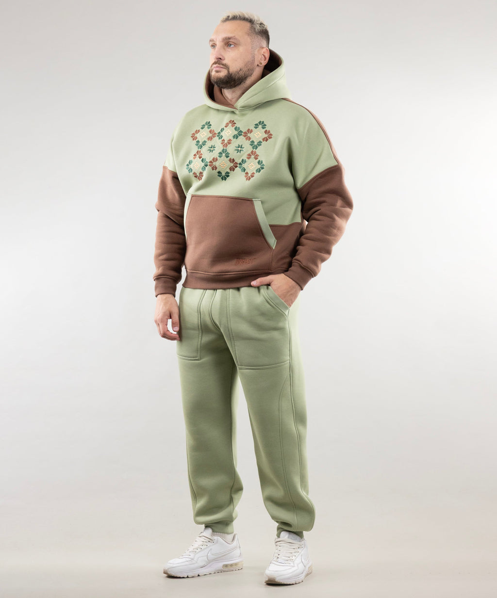 Warm Embroidered Hoodie "River" and Warm Sweatpants For Men