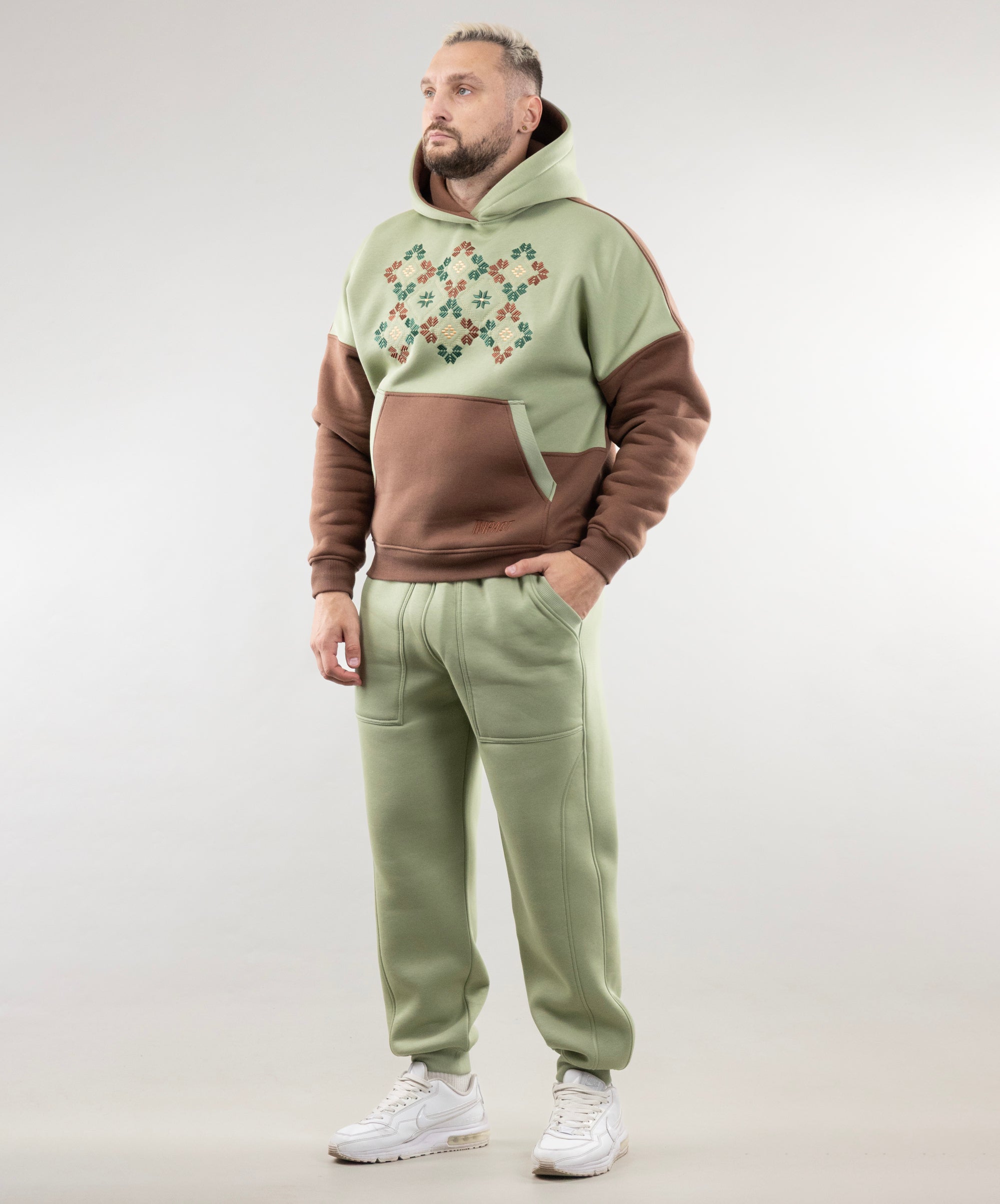 Warm Embroidered Hoodie "River" and Warm Sweatpants For Men