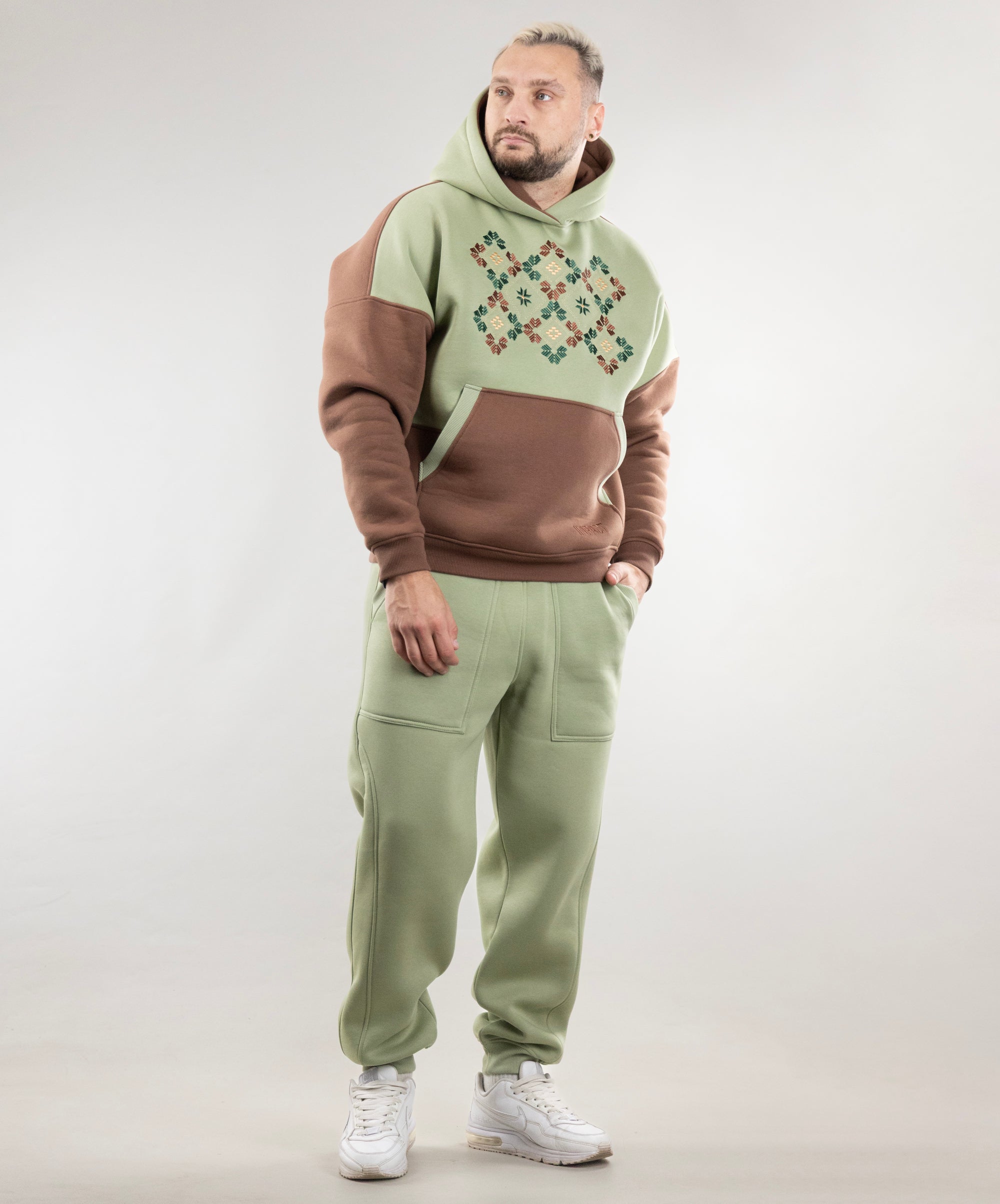 Warm Embroidered Hoodie "River" and Warm Sweatpants For Men
