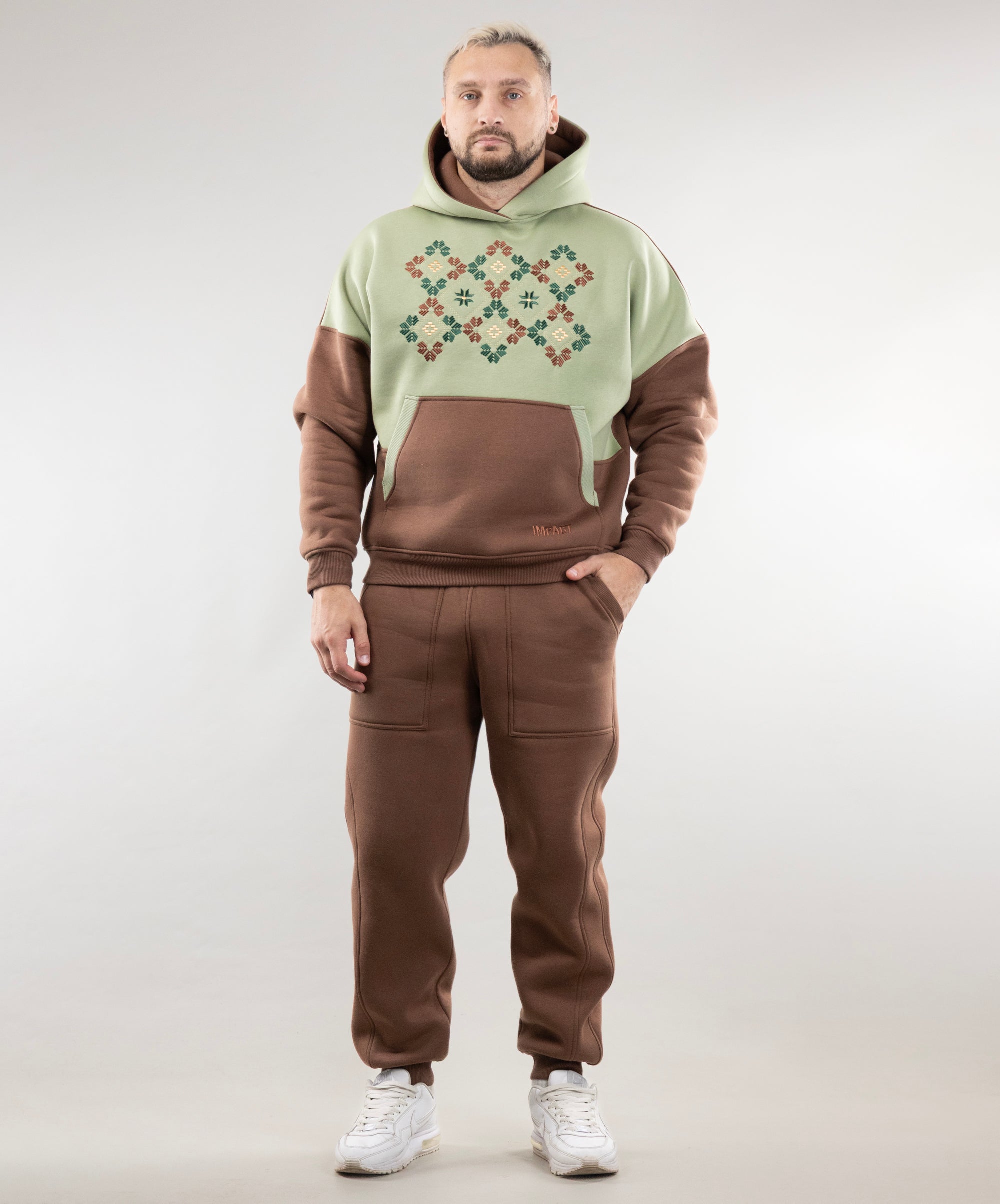 Warm Embroidered Hoodie "River" and Warm Sweatpants For Men