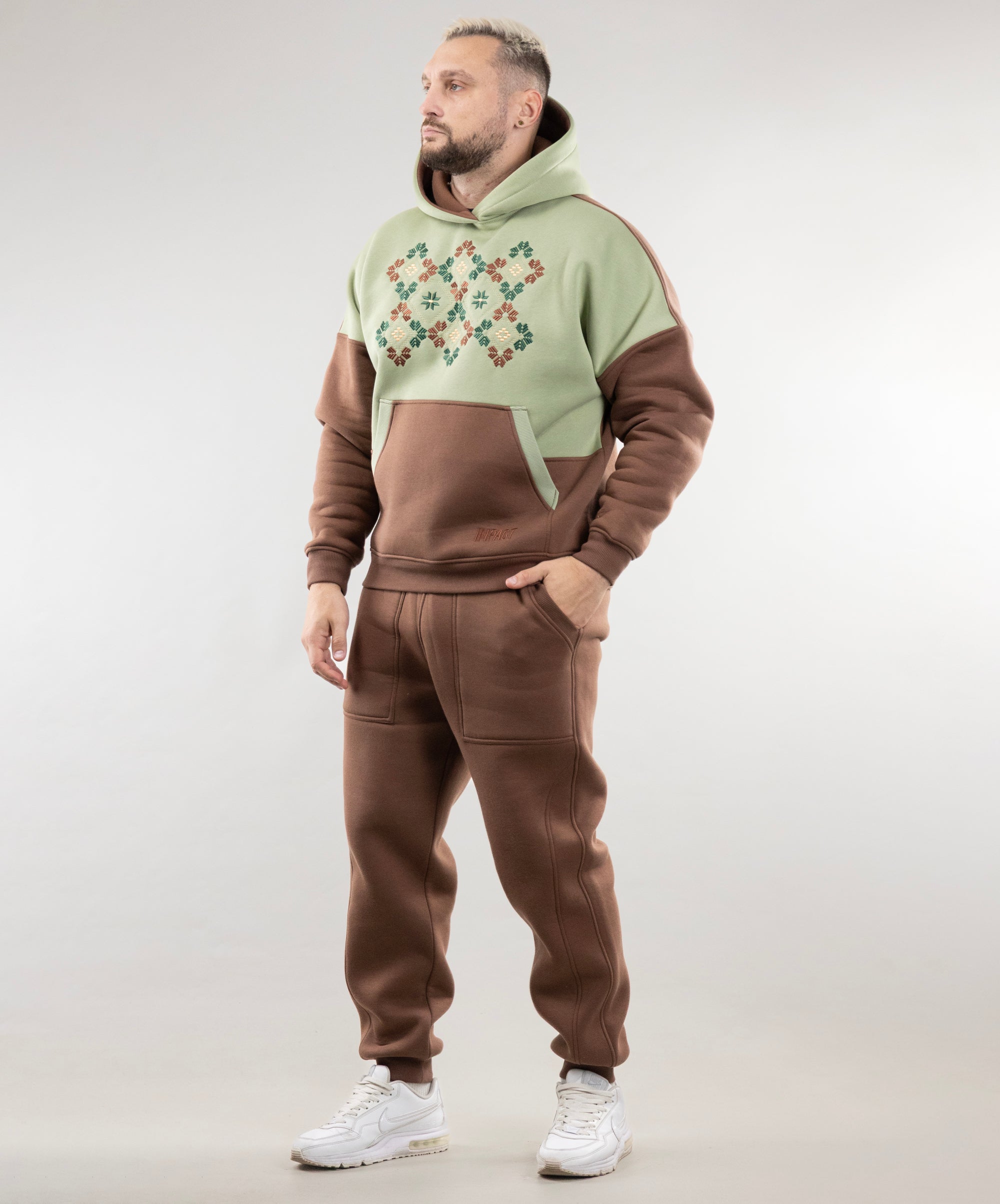 Warm Embroidered Hoodie "River" and Warm Sweatpants For Men