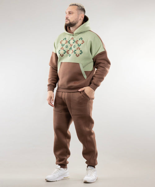 Warm Embroidered Hoodie "River" and Warm Sweatpants For Men