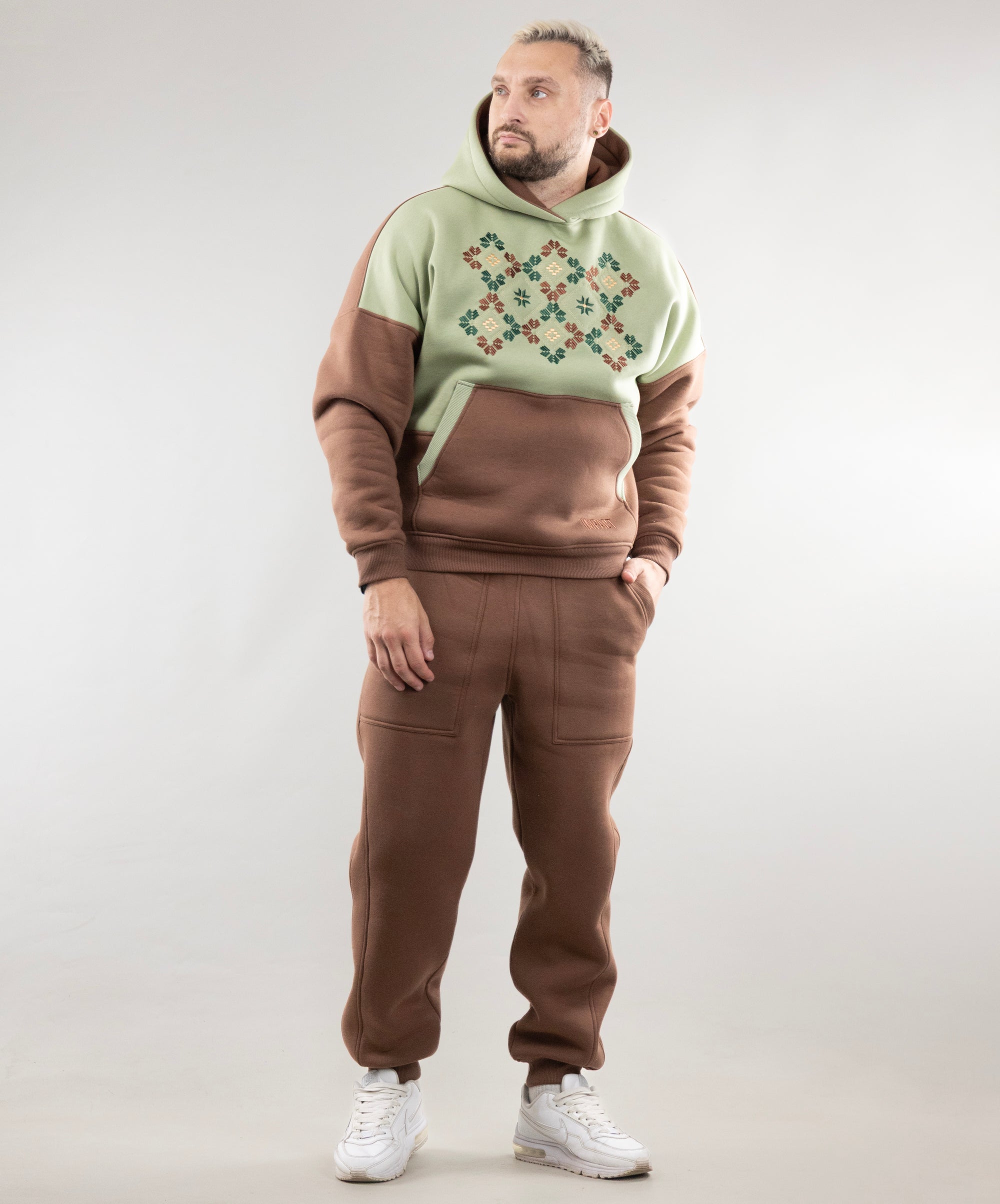 Warm Embroidered Hoodie "River" and Warm Sweatpants For Men
