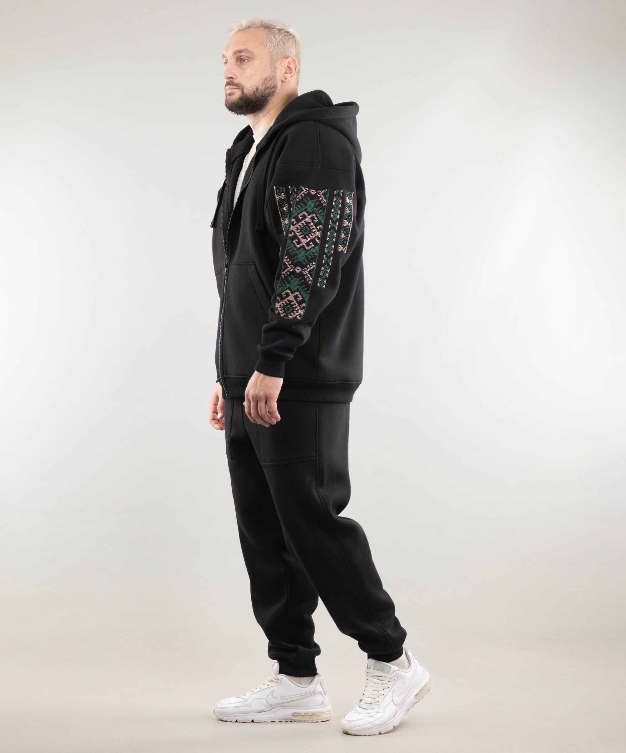 Oversize Zip Hoodie "Ethno" and Warm Sweatpants For Men