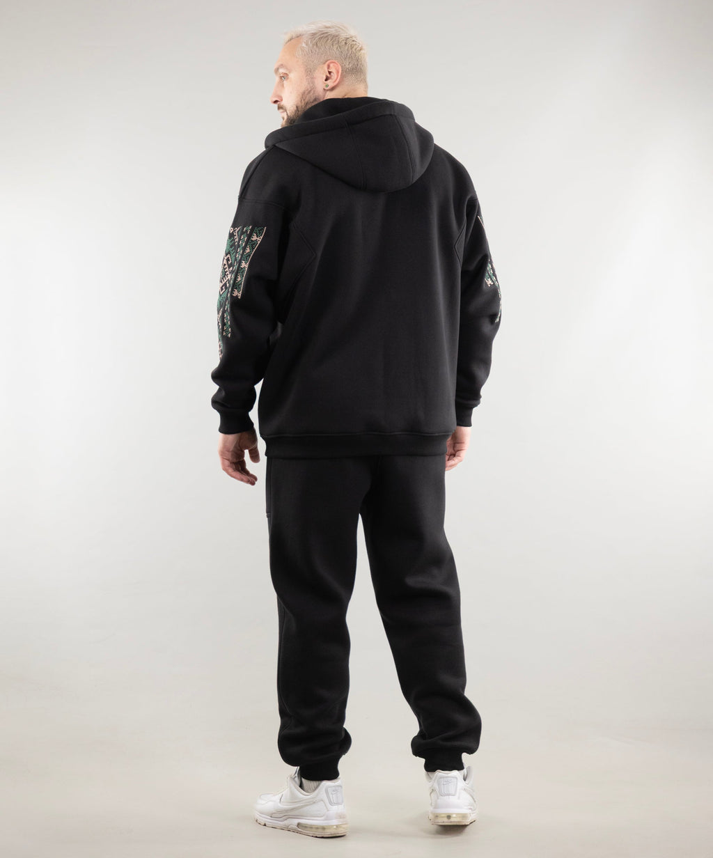 Oversize Zip Hoodie "Ethno" and Warm Sweatpants For Men