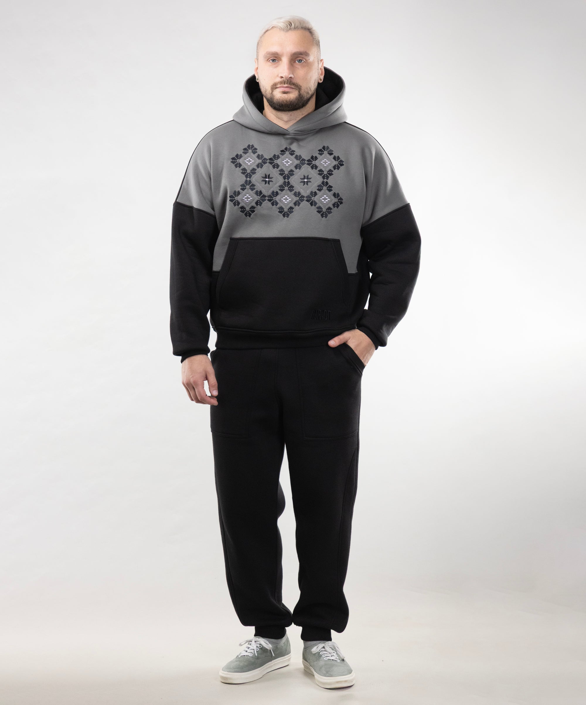 Warm Embroidered Hoodie "River" and Warm Sweatpants For Men