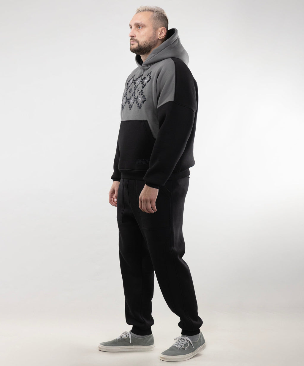 Warm Embroidered Hoodie "River" and Warm Sweatpants For Men