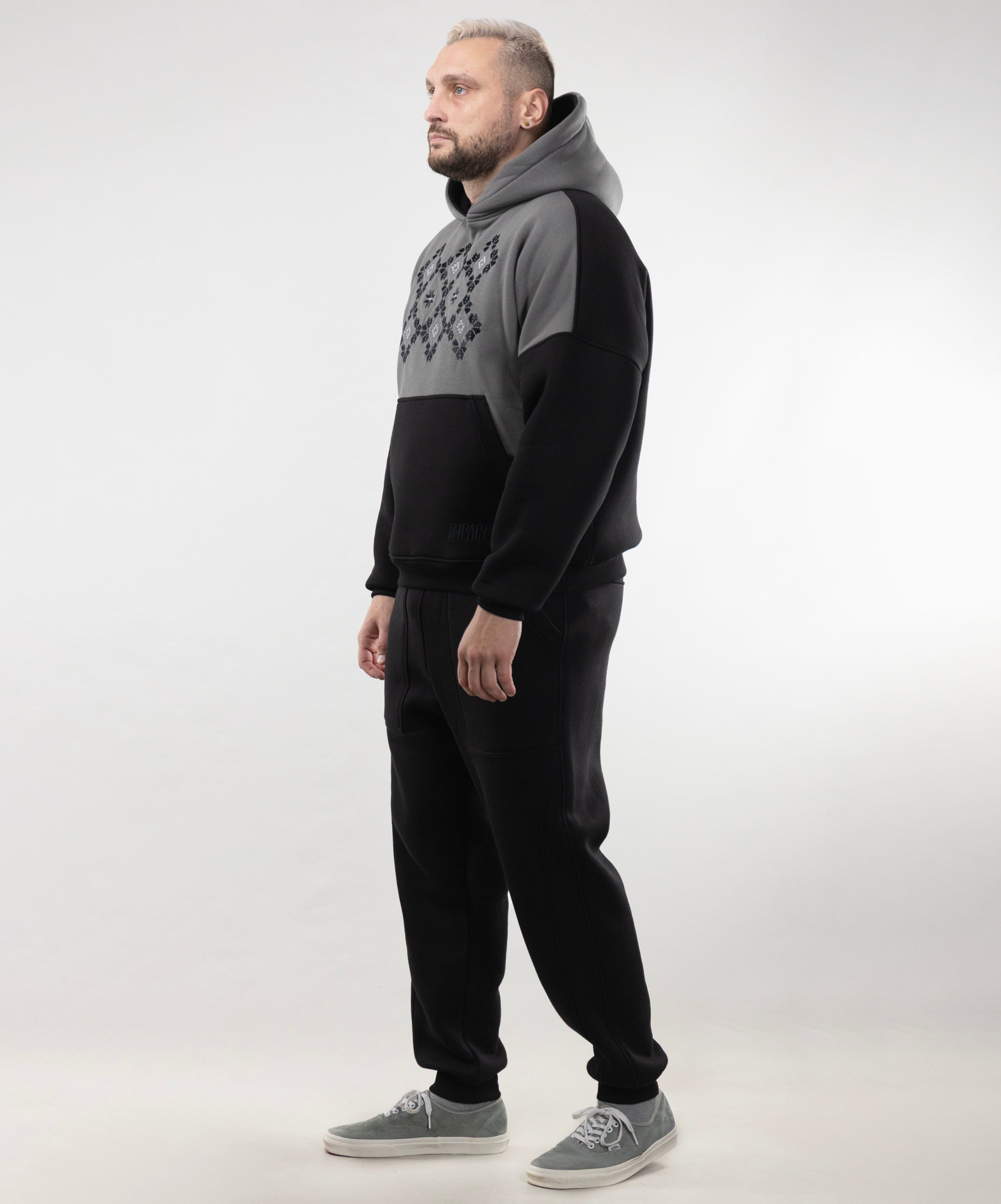 Warm Embroidered Hoodie "River" and Warm Sweatpants For Men
