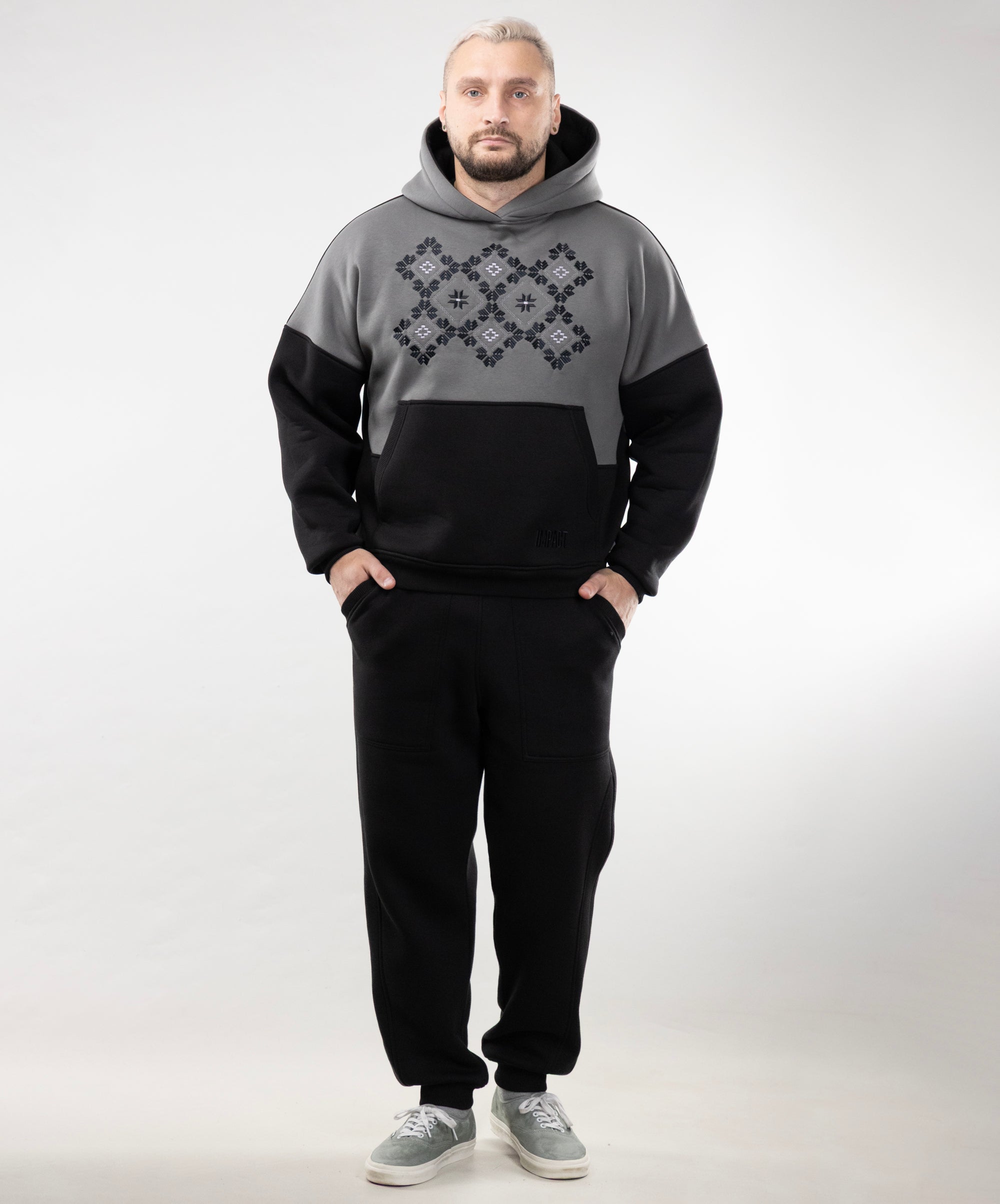 Warm Embroidered Hoodie "River" and Warm Sweatpants For Men