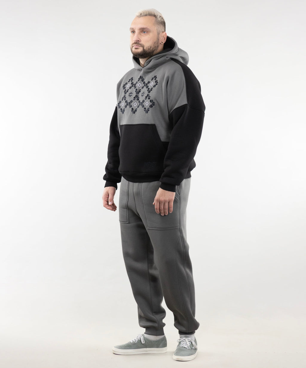 Warm Embroidered Hoodie "River" and Warm Sweatpants For Men