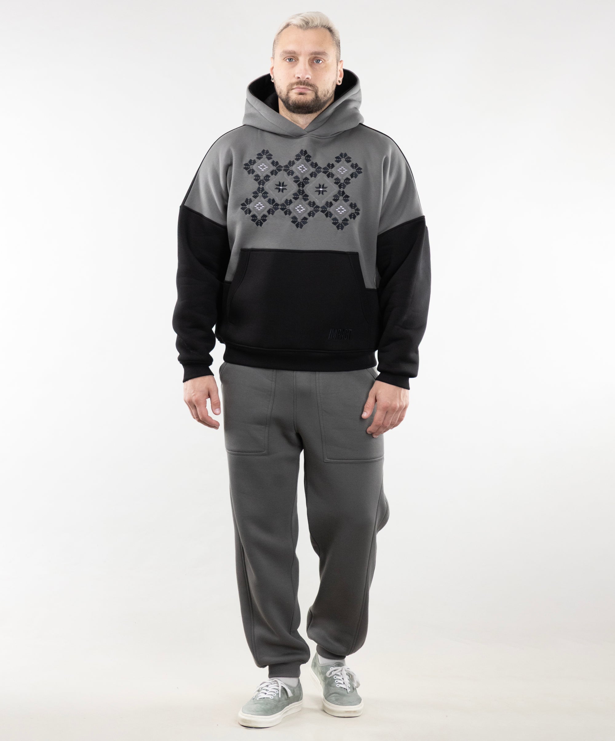 Warm Embroidered Hoodie "River" and Warm Sweatpants For Men