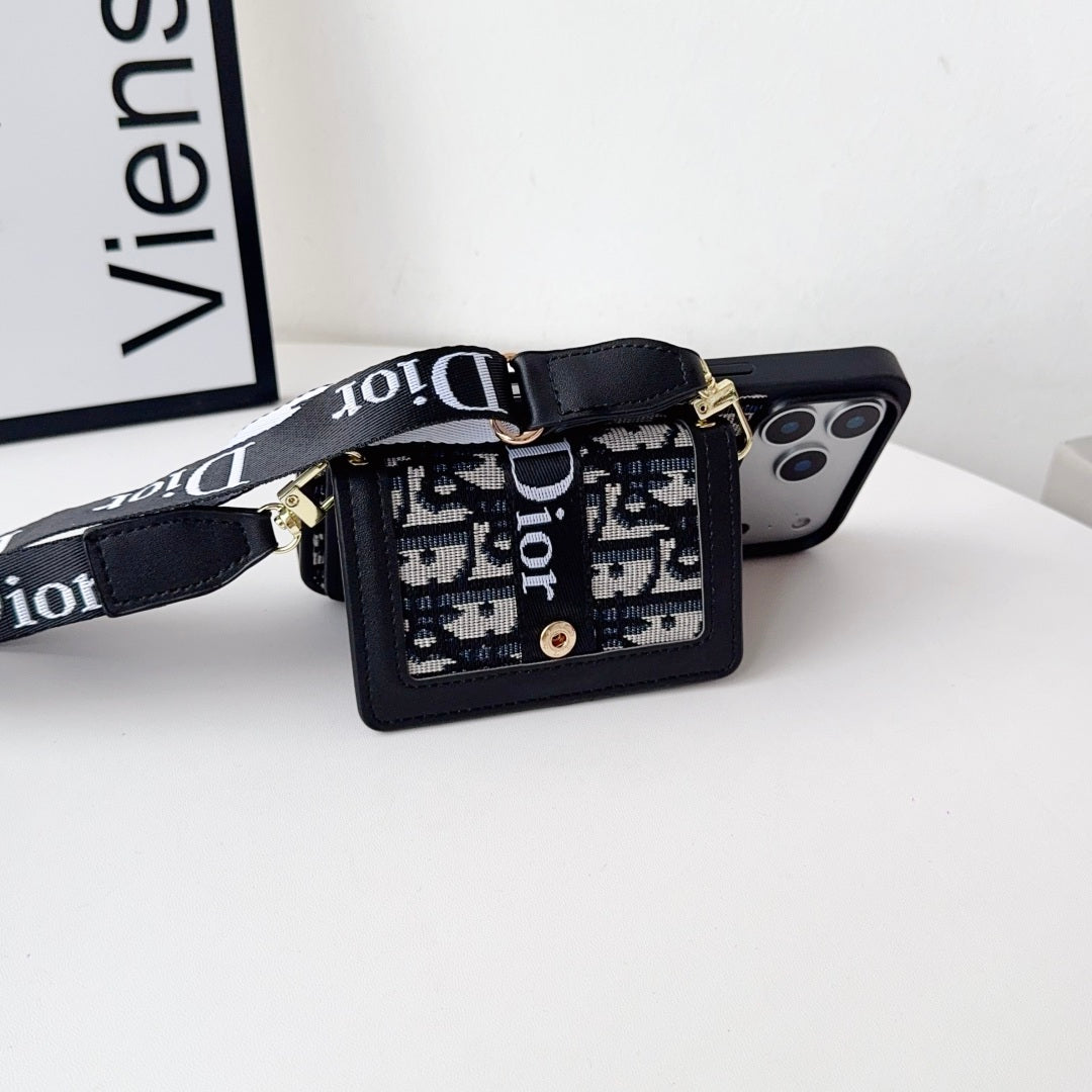 Designer iPhone Case With Card Wallet And Strap For iPhone 17 / 16 / 15 / 14