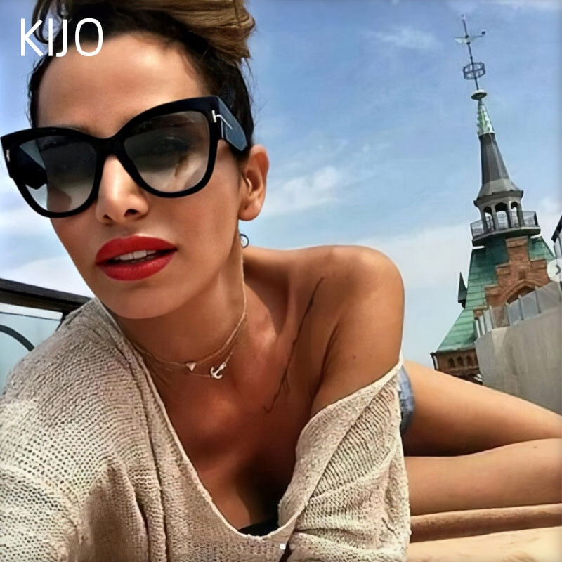 New Fashion Brand Designer Tom Cat Eye Sunglasses Women Oversized Frame Vintage Sun Glasses Oculos de Sol UV400